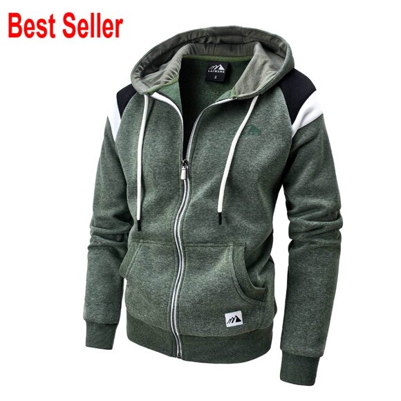 Men's Full Zip Fleece Hoodie Slim Fit Lightweight Sweatshirt with Pockets